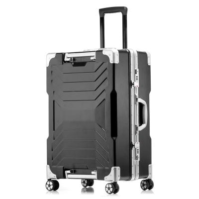 China ABS Manufacturer Luxury Aluminum Frame Abs+pc Suitcase Business Airport Metal Trolley Luggage With Tsa Lock for sale