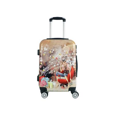 China Hard Shell Trolley Luggage High Quality PC Travel Trolley Printing Pattern 20 Inch Luggage Set Carry On Luggage Hard Shell Suitcase for sale