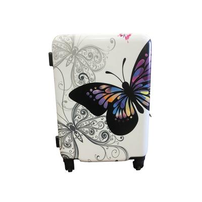 China Custom Bottom Travel Butterfly PC Travel Trolley Suitcase Luggage Sets Trolley Bag Carry On Luggage for sale