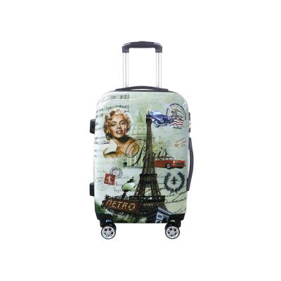 China Elegent Printed Lightweight Cover PC Trolley Suitcase Case Traveling Bag for sale