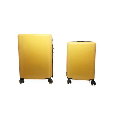 China Travel Luggage Free Sample Shell PC Luggage Case Custom Printed Yellow Hard Suitcase for sale