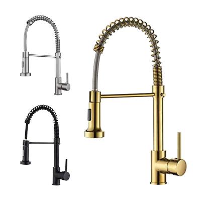 China High Quality Solid Brass Thermostatic Kitchen Mixer Taps Gold Kitchen Mixer Sink Faucets for sale