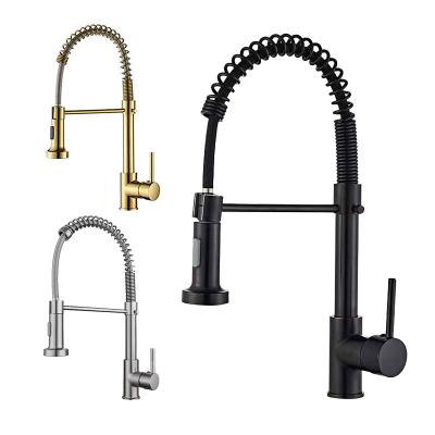 China Unlacquered Brass Thermostatic Faucets Spring Pull Down Kitchen Faucet For Single Deck Wall Mounted Home for sale