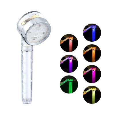 China Diverter 3 Colors Led Color Changing Shower Head Temperature Led Showerhead Filtered Bathroom for sale