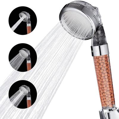 China With High Pressure Shower Head Ionic Filter Diverter 3 Spray Modes Ionic Showerhead for sale