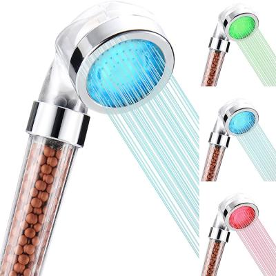 China With Diverter Luxury Water Color Changing Led Temp Shower Head 3 Filtered Color Led Showerhead With Fan for sale