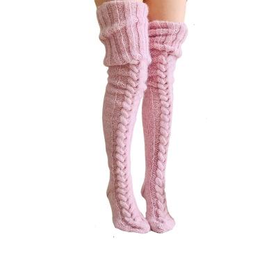 China Winter leg warmers wool/acrylic thigh high socks over the knee knitted slouch socks for women for sale