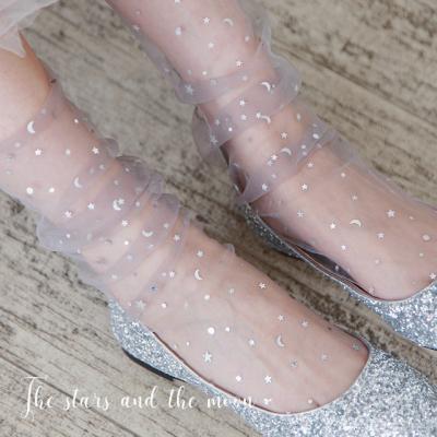 China Summer QUICK DRY Tulle Sparkle Transparent Polka Dot Women Socks for sale