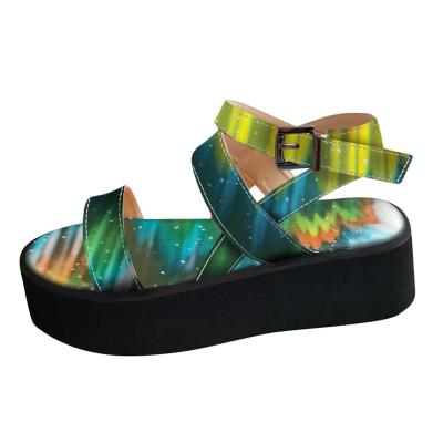 China CUSHIONING Multi Color Platform Sandals Ins Rainbow Women Summer Female Fashion Shoes Woman Botas Mujer for sale