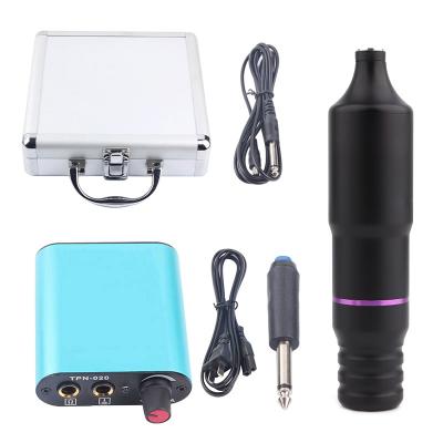 China Hot Sales Tattoo Body Tattoo Machine Black Tattoo Kit With Tattoo Pen Cartridge Needles And Clip Electric Black Cord for sale