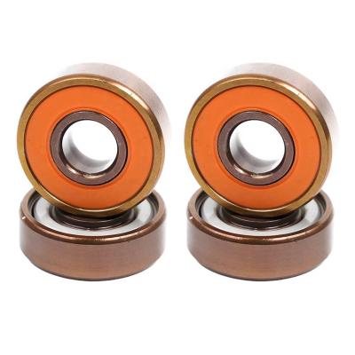 China Hotels Custom Miniature Rubber Sealed Protected Deep Groove Bearings Rose Gold Titanium Skateboard Bearings for sale