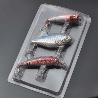 China Outdoor Sprots Fishing 3pcs Large Kit Plastic Small Popping Minnow Vib Storage Box 3D Lips Eyes Fishing Lures Hard Bait for sale