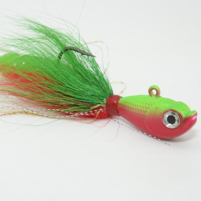 China Bright Bucktail Jig Lead Spinnerbait Lures, 1/4 Oz-8 Ounce Saltwater Fish Bucktail Jig Head With Single Hook for sale