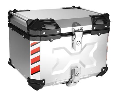 China 55L Motorcycle Waterproof Top Case Aluminum Motorcycle Trunk Tour Tail Box With Safety Lock Shop Helmet Motorbike Box for sale