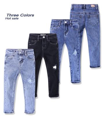 China Breathable high quality  Girl's  Distressed Wash with hole Children Pants Denim Trousers Jeans Casual pants for sale