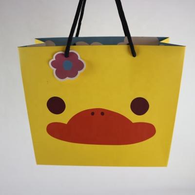 China Disposable Custom Fancy Mint Yellow Gift Bag Coated Paper Bag for sale