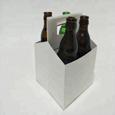 China Recyclable Top Grade Plain Color Kraft Paper Box With Cardboard Handle For Beer Drinking Packaging 4pack/6pack bottles for sale