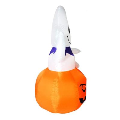 China Polyester Factory Supply Happy Halloween Ghost Inflatable White Pumpkin For Outdoor Holiday Garden Decoration Craft for sale