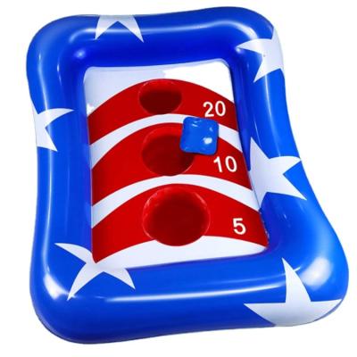 China Outdoor Water Amusement Inflatable Pool Ring Toss Games Kids Adults American Flag Pool Float Toys for sale