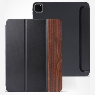 China Factory Supplier Three Layers Apple iPad pro 11 (3rd Generation) Tablet Magnetic Wooden Case Light Weight TPU for sale