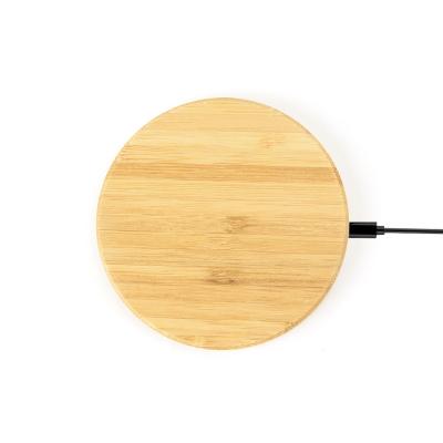 China New Mobile Phone Round Shape Real Wood Portable Qi Wireless Charger For Smart Phone for sale