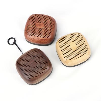 China Mini Real Wood Speaker Wireless Wooden Smart Mic Cheap Small Phone Function Box for sale