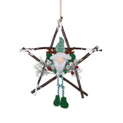 China Christmas-Garland-in-STAR-Shape Rattan w/Polyester, Hanging Christmas Tree Ornaments Decorations, Festive Decoration for sale