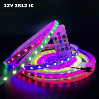 China Accessible Theme Park Rohs SMD 5050 WS 2812 Pixel SK6812 5V IC Built In Chip Full Color RGB 30 60 144 Flexible LED Strip WS2812B IC for sale