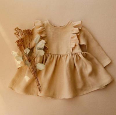 China Anti-wrinkle YINJ Kids Fall Wear Manufacturers Solid Color 95% Cotton Daily Living Eco-friendly Dress For Girl for sale