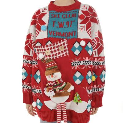 China 2021 Main Pattern Ugly Christmas Sweater Funny Santa Reindeer Elf Christmas Sweater YINJ Knitted Ugly Knitted Ugly Sweater for sale