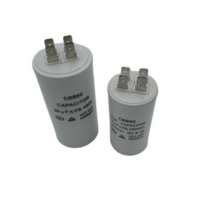 China Hot Sale CBB60 Run Air Conditioner Capacitor With Plastic Body Motor Running Capacitor For Air Conditioner for sale