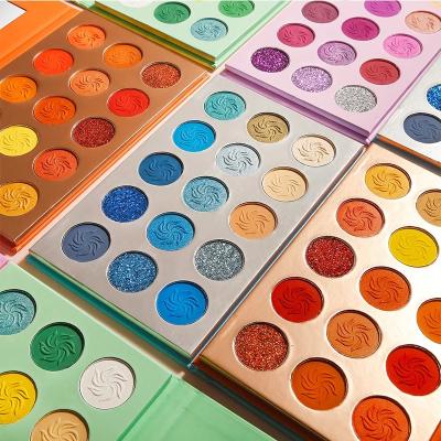 China Custom Eyeshadow Palette Waterproof Hot Selling Orange Pink High Blue Green Pigmented Private Label for sale