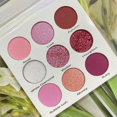 China Free Sample Name 9 Color Diy Custom Eyeshadow Palette Waterproof Long Lasting Make Your Own Eyeshadow Make Up Shimmer Eyeshadow Palette for sale