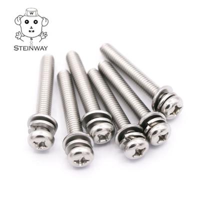 China Hex Socket Cheese Head Pan Stainless Steel Fastener Assemblies Three Part Combination Screws With Spring Washers for sale