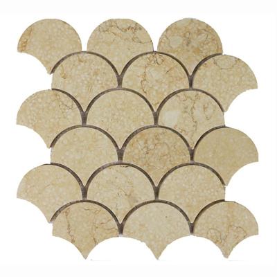 China Natural Stone Kitchen Backsplash Fish Scale Mosaic Sunny Beige Marble Natural Stone Polished Wall Tile Mosaics for sale