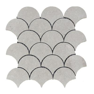 China Natural Stone Backsplash Fish Scale Mosaic Cinderella Gray Marble Natural Stone Polished Wall Tile Mosaics for sale