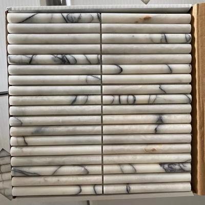 China Natural Stone New Tile House Curve Modern Mini Flute Mosaic Living Room Tiles Decoration Ribbed Fluted Marble Mosaics for sale