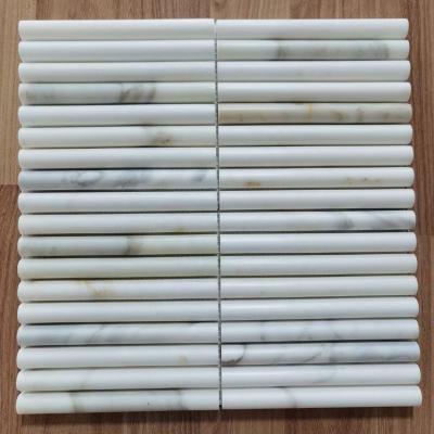 China Natural Stone House Front Tiles Design Curve Modern Mini Flute Mosaic Living Room Tiles Decoration Ribbed Fluted Marble Mosaics for sale