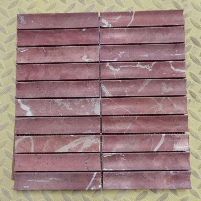 China Natural Stone Pink Wall Tiles Curve Fluted Modern Curve Flute Mosaic Living Room Concave Tiles Decoration Marble Mosaics for sale