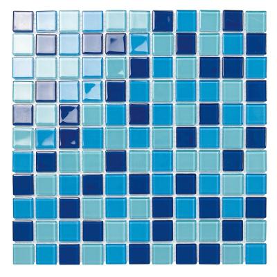 China Parquet Tiles for Swimming Pools Blue Color Swimming Pool Tiles Crystal Glass Mosaic for sale