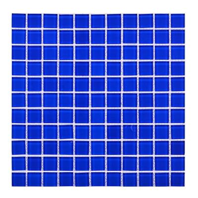 China Parquet Swimming Pool Tiles Blue Swimming Pool Tile Crystal Glass Mosaic for sale