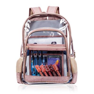 China Customized Heavy Duty Waterproof Clear See Through Transparent Travel Backpack Clear PVC Craft Bag School Backpack Bag for sale