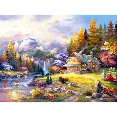 China Home Decorations Mountain Lodge Diy Painting By Numbers Landscape Canvas Coloring Gift Hand Painted Wall Decor for sale