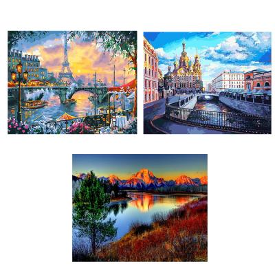 China Modern Home Decor Gift Landscape Italy Oil Painting By Number With Frame Set For Wholesale for sale