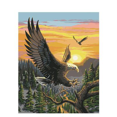 China 40*50cm diy modern sunset digital eagle oil painting animal desktop wings vertical digital painting for sale