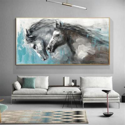 China Vintage Waterproof Handmade Wall Horse Canvas Oil Painting Acrylic Painting Abstract for sale