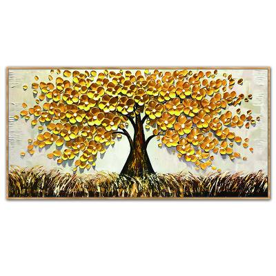 China Waterproof Modern Knife Room Art Oil Paintings Tree Wall Art Abstract Golden Tree Posters and 3d Prints for sale