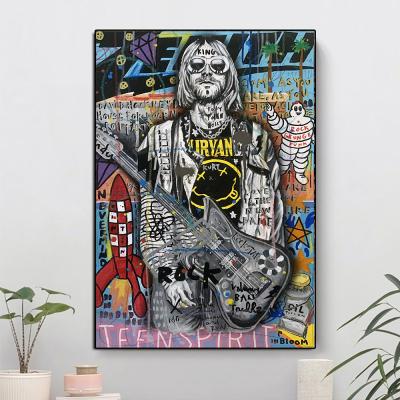 China 100% Hand Painted Noise Waterproof Art Handmade Oil Painting Graffiti Street Art Rock Singer Canvas Oil Painting for sale