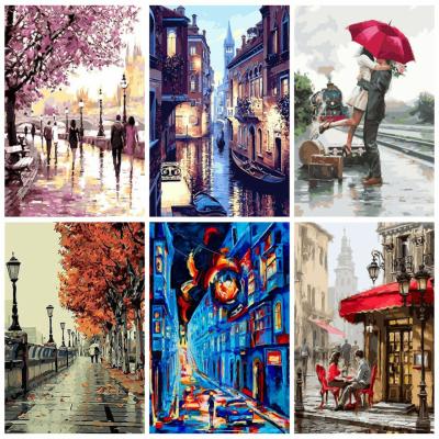 China Modern 40x50cm Digital Painting Modern DIY Landscape City Toolbox Adult Painting Home Decoration for sale