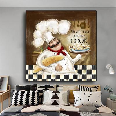 China Cartoon Cook Wall Art Canvas Prints Modern Cooking Waterproof Paintings On The Wall Posters Decorative Pictures for sale